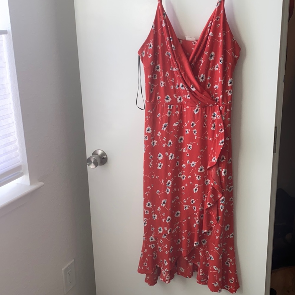 Red floral dress